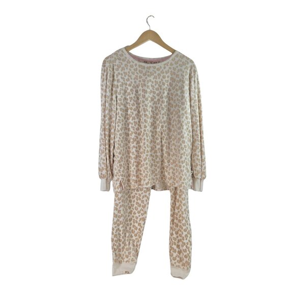 Kate Spade Leopard Print Pajama Set XL Ultra Soft Cozy Lounge Sleepwear - Picture 2 of 8